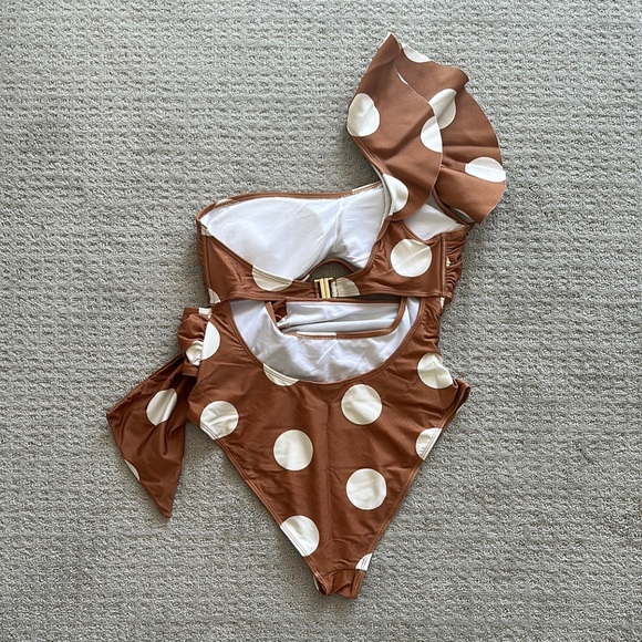River Island Resort one shoulder one piece polka dot size 10 swimsuit - Picture 2 of 3